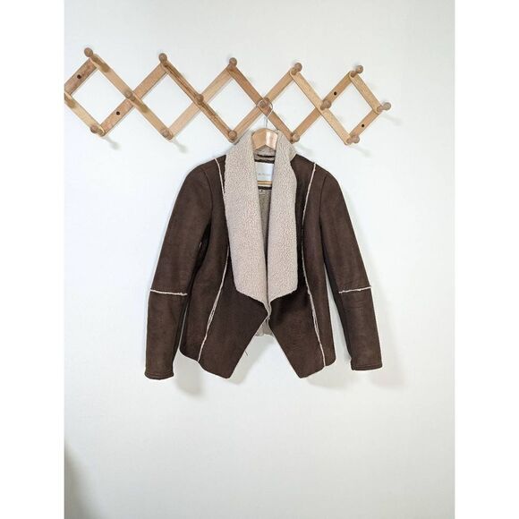 Maurices Sherpa Lined Faux Suede Y2K Style Open Front Jacket - Size S - Picture 1 of 8